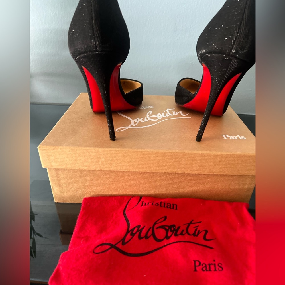 Christian Louboutin Black Glitter IRIZA Christian Louboutin 40 1/2 ⚡️⚡️ - Picture 5 of 11